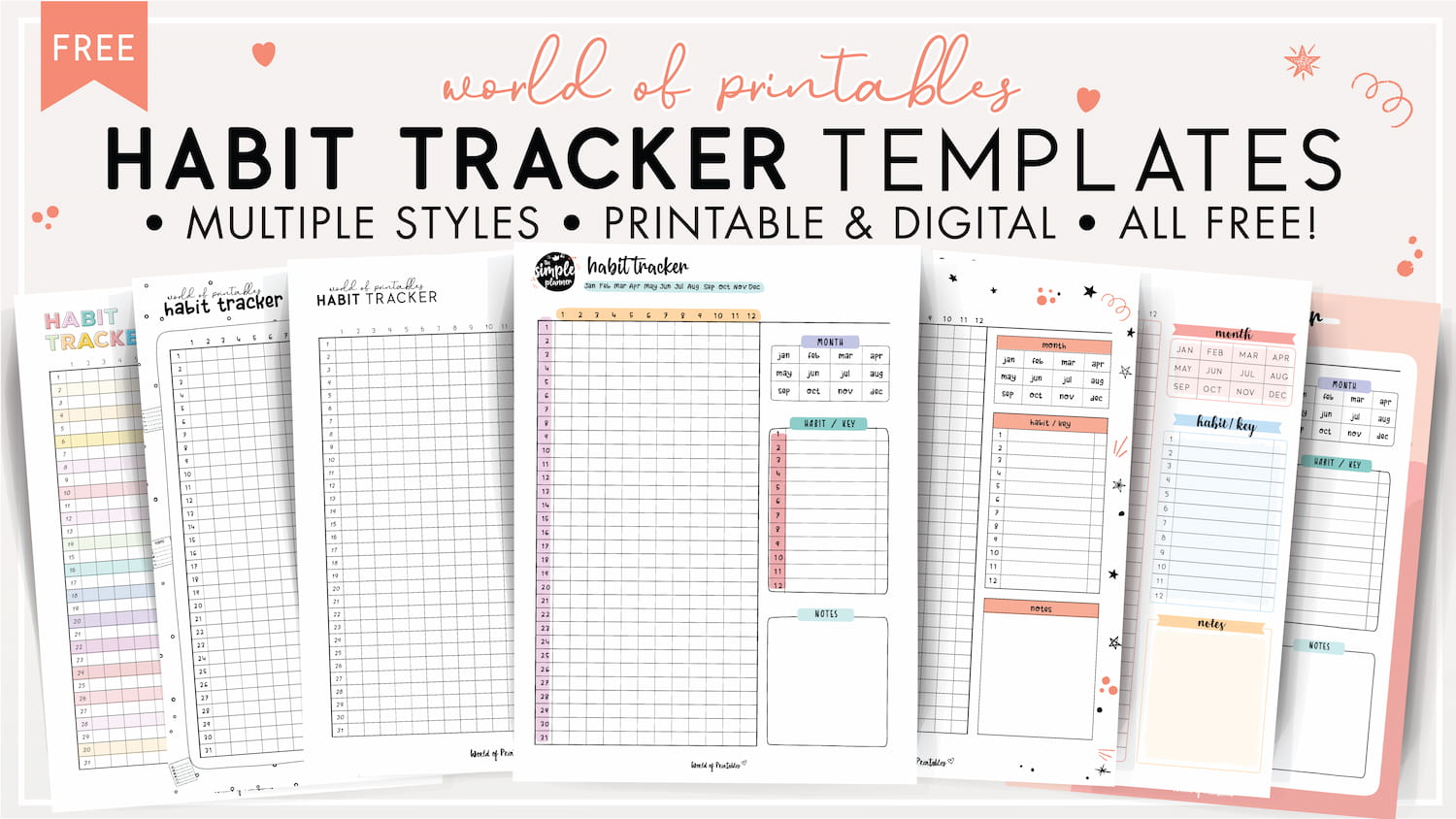 habit tracker templates - world of printables